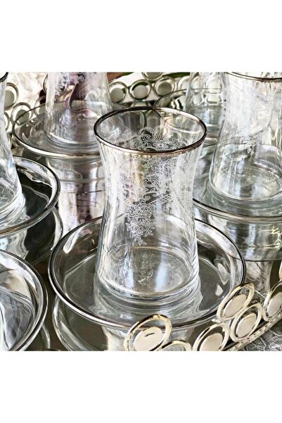 P H Panayır Home Hand Decorated Flower Patterned 12 Piece Tea Glass Set for 6...