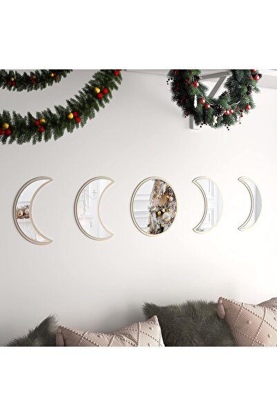 mars tasarım Ev Dekorasyon Dekoratif Premium Ay Evresi Duvar Ayna Tablo Seti ...