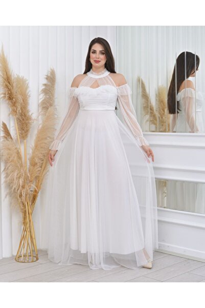 Lovely butik Helen Evening Gown with Tulle Details - Strappy Chiffon Graduati...