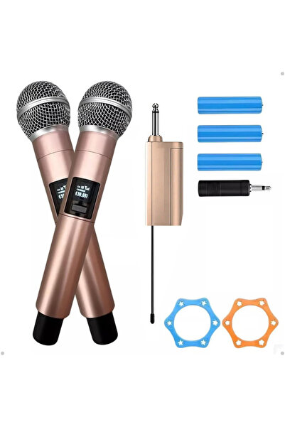 Coverzone Profesyonel Kablosuz Mikrofon Seti 2’li UHF 50m Şarjlı TTD-M20 Rose...