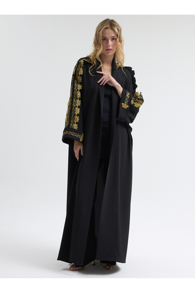 Store Wf Black Gold Sequin Detailed Abaya