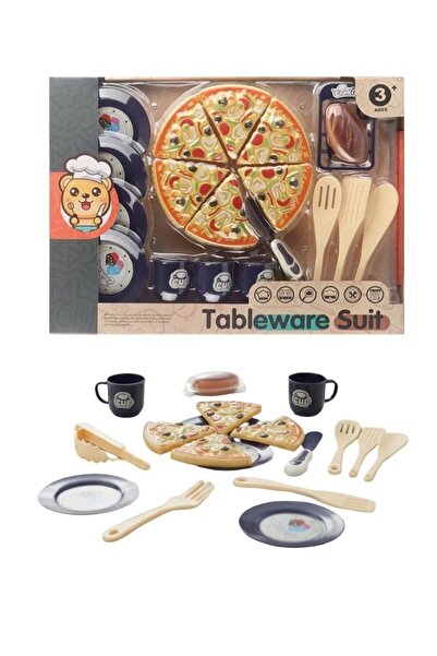 Premium مجموعة أدوات مائدة بيتزا للأطفال، لعبة طبخ تمثيلية