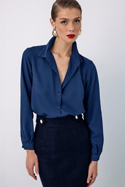 Sateen Plain Classic Shirt - Indigo