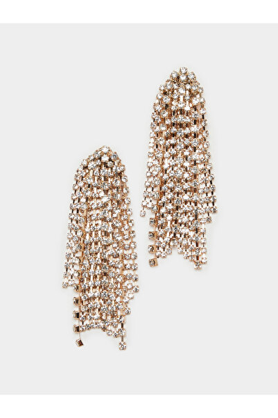 Styli Gold Diamante Tassel Dangle Earrings