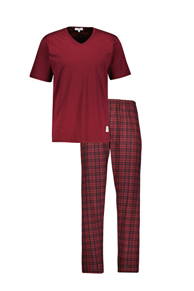 First Company Men's V-Neck Regular Fit Short Sleeve Straight Leg Pajama Set 2...