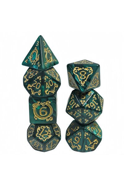 choice2 green 7pcs D4-D20 DND Dice Set Polyhedral Digital Dice for Running Te...