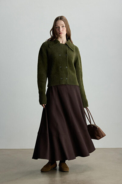 BE BLUE Brown Skirt with Corset Detail