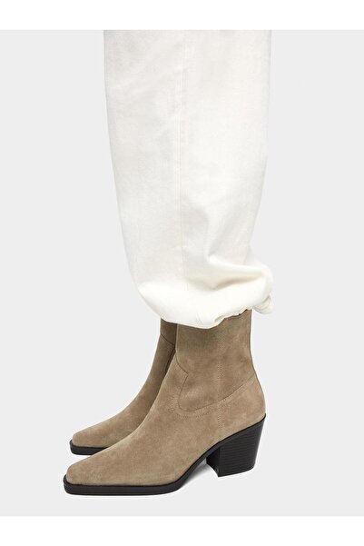 PARFOIS Kadın Geniş Topuklu Süet Deri Bilekte Bot