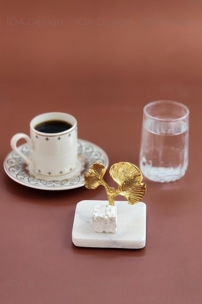 ioadesign Otantik Vintage Damat Kahvesi Seti: Fincan + Su Bardağı + Ginko Fig...
