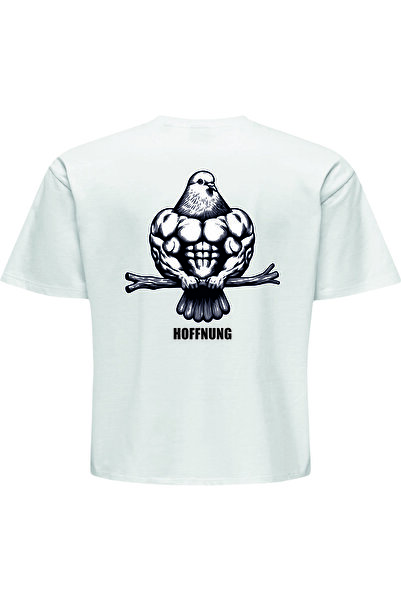 HOFFNUNG Women's Short Sleeve Round Neck Muscular Dove Printed Solid Color t ...