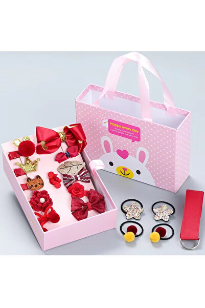 Canderel Hediyelik Çantalı Kutusunda Kız Çocuk Toka Seti 18 Adet Toka