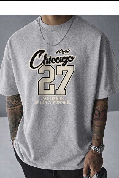 New Shine Chicago 27 Printed Gray T-Shirt
