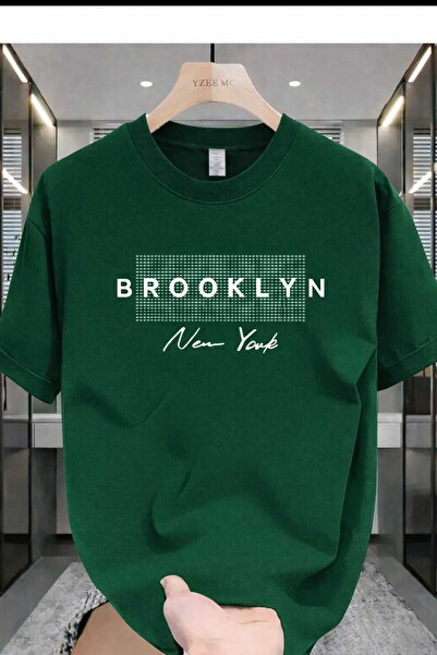 New Shine Бруклин, Ню Йорк, зелена тениска с печат