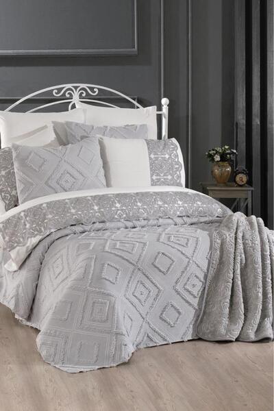 Çeyiz Diyarı Hürrem 10 Piece Dowry Set with Blanket Gray