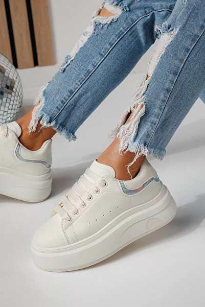 Zaira Women's white sneakers made of eco-leather Anca #24285 - 40