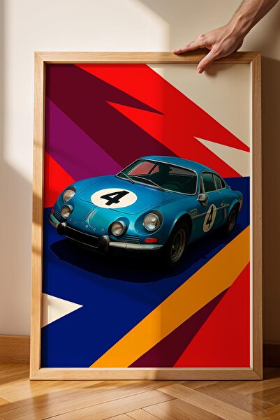 Saturn Tablou înrămat cu mașina de curse Alpine A110, cadou special pentru iu...