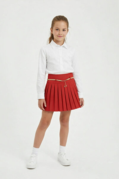FATELLA Girl's White Shirt & White Pleated Skirt Set – Special Day/School Apr...