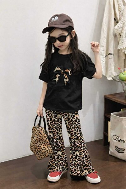 New Shine Ribbon Printed Black Kids T-Shirt