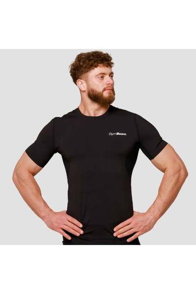 GymBeam Tricou compresie medie negru