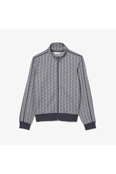 Lacoste Erkek Regular Fit Fermuarlı Monogram Gri Sweatshirt