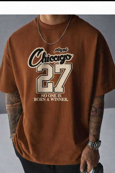 New Shine Chicago 27 Printed Brown T-Shirt