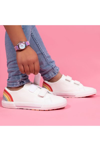 Tikkers Girls Purple Fabric Rip Strap Unicorn Watch