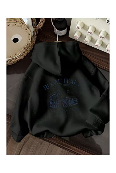 LUNAVISTA Unisex Rome Italy Baskılı Oversize Sweatshirt – Roma / Italy Grafik...