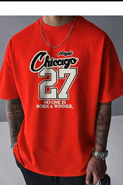 New Shine Tricou roșu cu imprimeu Chicago 27