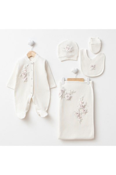 Eda Baby Imported Lace Detailed Premium Waffle Fabric Baby Set - Set of 5, 10...