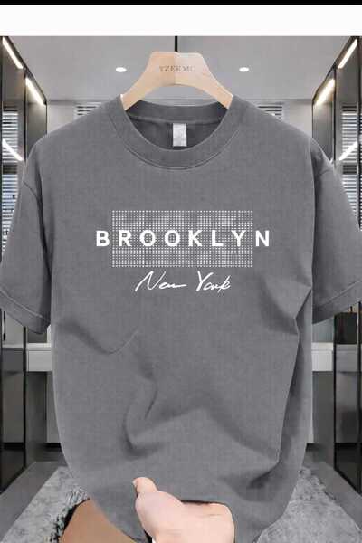 New Shine Бруклин, Ню Йорк, сива тениска с печат