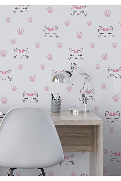 Ettycat Design مجموعة ملصقات جدارية لغرفة الأطفال على شكل قطط مبتسمة |   القط...