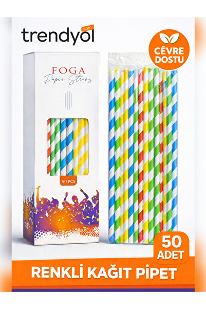 Ethex FOGA RENKLİ KRAFT PİPET ÇİZGİLİ 50 ADET 6mm X 19,7