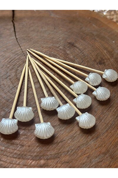 HARİKALAR DÜKKANI 50 قطعة من أعواد تنظيف الأسنان بحبات اللؤلؤ - 6.5 سم - لؤلؤ...