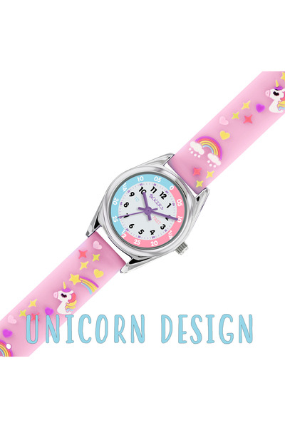 Tikkers Girls Purple Silicone Strap 3D Unicorn Watch TK0145