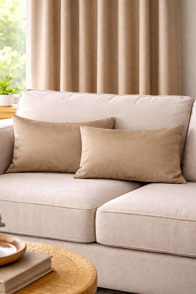 QUBA DECO Decorative Velvet Textured Island Plain Double Throw Pillow Cover L...