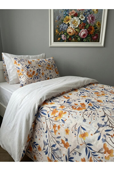 KAAN PREMIUM Single Vintage Flower-Patterned Duvet Cover Set Pillowcase + Duv...