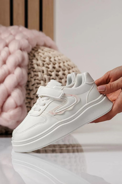 Zaira White children's sneakers made of eco-leather Isabella #24360 - 31