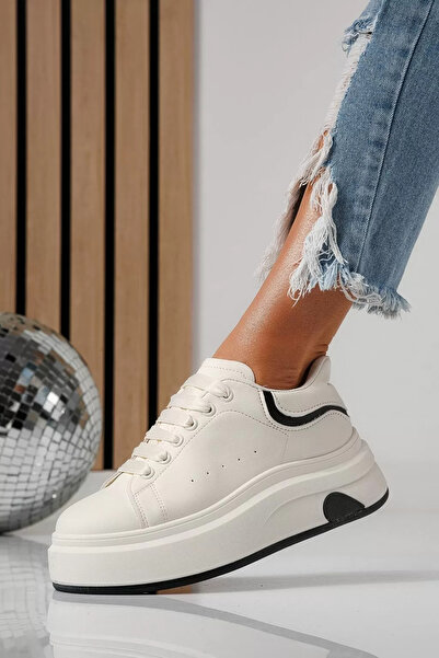 Zaira Women's white sneakers made of eco-leather Anca #24286 - 40