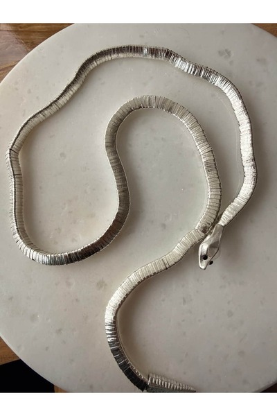 My Joyas Design ZR Model Kıkırdaklı Önden Takılan Yılan Kolye Silver 80cm