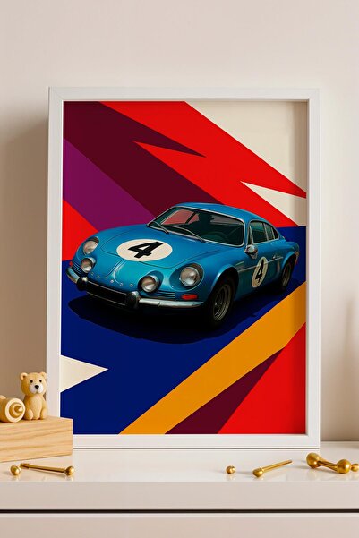 Saturn Tablou înrămat cu mașina de curse Alpine A110, cadou special pentru iu...