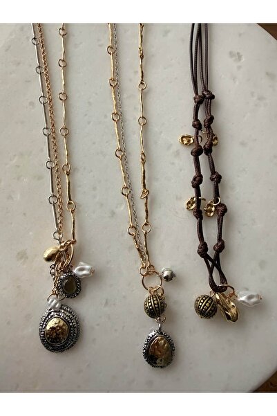 My Joyas Design ZR Model Dövme Uçlu İpli 3'lü Kolye Seti (62-97-1.30cm)