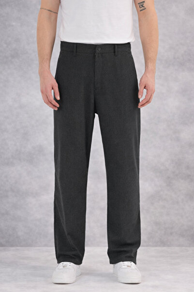 YAKAMEL Men's Relaxed Fit Wide Waist Belted Baggy Trousers with Side Pockets
