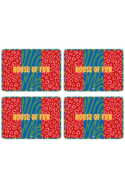 The Grade American Service Set of 4 House of Fun Plate Mats Stain Resistant American Service New American Service