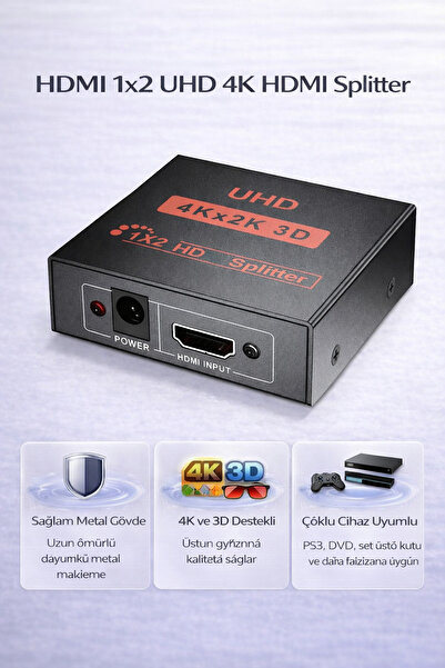 Coverzone 4K HDMI Splitter 1 Giriş 2 Çıkış 3D Destekli Metal HDMI Dağıtıcı 30...