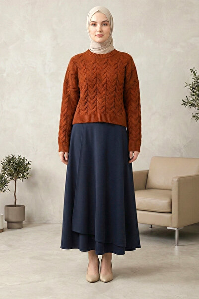 Kirazgym Women's Hair Braided Patterned Loose Oversize Crop Knitwear Sweater ...