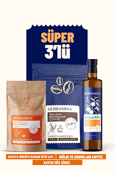 Herbamina Süper 3'lü Set (Kayısı & Biberiye Karışık Bitki Çayı Inülin Ve Brom...