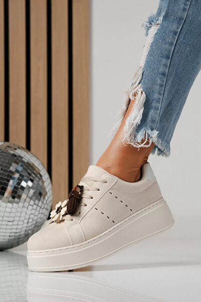 Zaira Women's beige sneakers made of eco-leather Aliss #24316 - 40