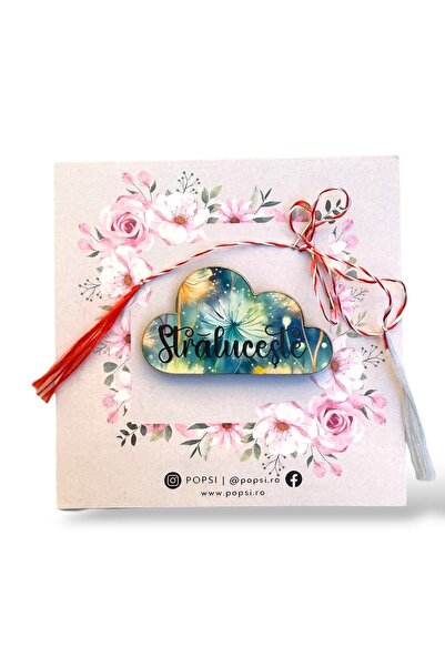 POPSİ Broșă Mărțișor din Lemn – Nor „Strălucire”