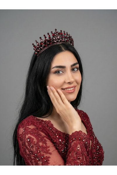 Magic Tiara Kristal Taşlı Kraliçe Model Gelin Tacı - Işıltılı Düğün Saç Akses...