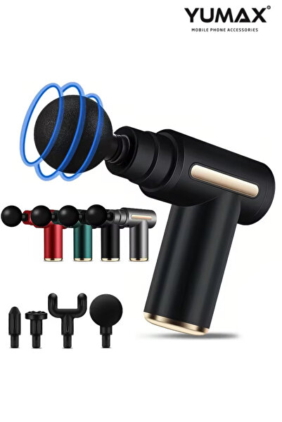 yumax 6 Kademeli Masaj Tabancası | Derin Doku Kas Gevşetici | 4 Başlıklı | Se...